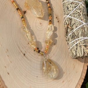 Fall colors Citrine handmade necklace